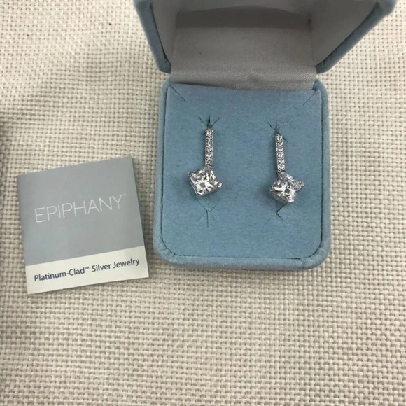 QVC Diamonique Epiphany 925 Sterling Silver Leverback Earrings - Picture 4 of 8